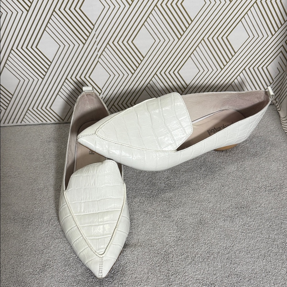 Jeffrey Campbell White Croc-Embossed Pointed Loafers